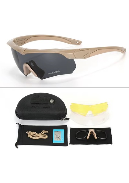 Polarize Gözlük 3 Lens Seti Tırmanma Gözlük Açık Spor Rüzgar Geçirmez Toz Geçirmez Güvenlik Koruyucu Gözlük Gözlük (Yurt Dışından)