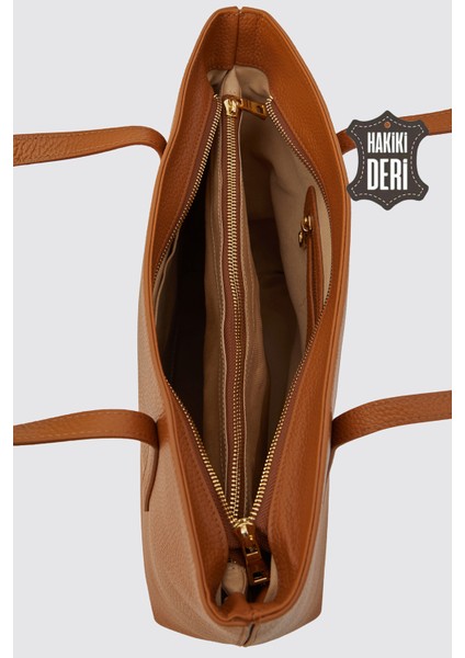 Hakiki Deri Kadın Omuz Çantası Taba SMR6425 fırsatları