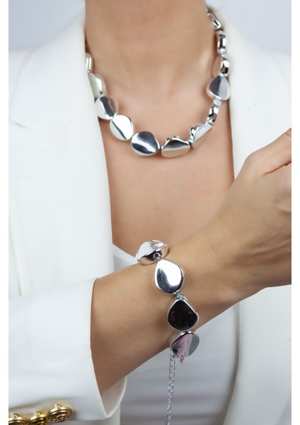 Metalize Kolye Bileklik Set