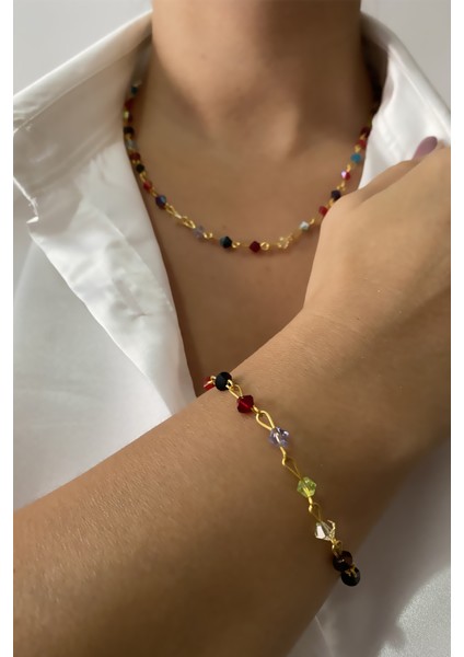 Çok Renkli Kolye Bileklik Set