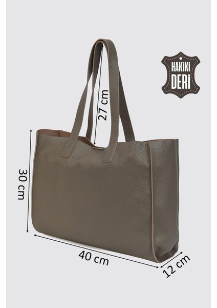 City Tote Hakiki Deri Omuz Çantası Vizon SMR9182 fiyatları