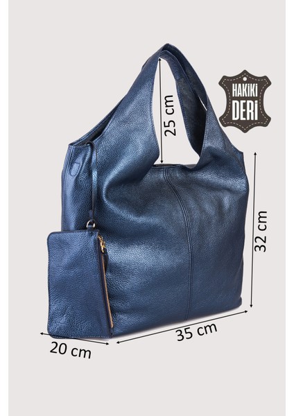 Hakiki Deri Kadın Omuz Çantası Lacivert SMR9199 fiyatları