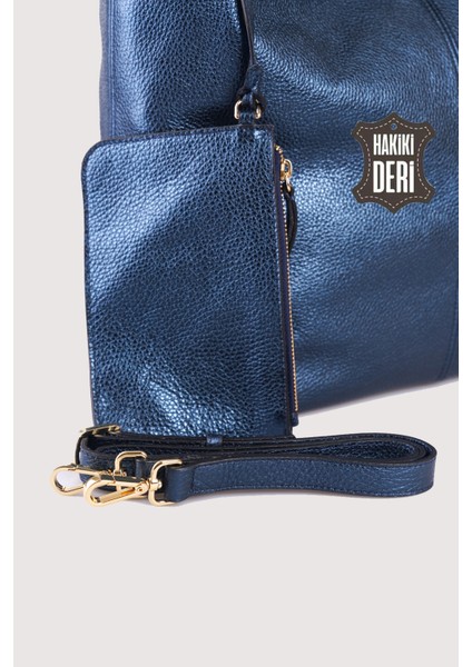Hakiki Deri Kadın Omuz Çantası Lacivert SMR9199 fırsatları