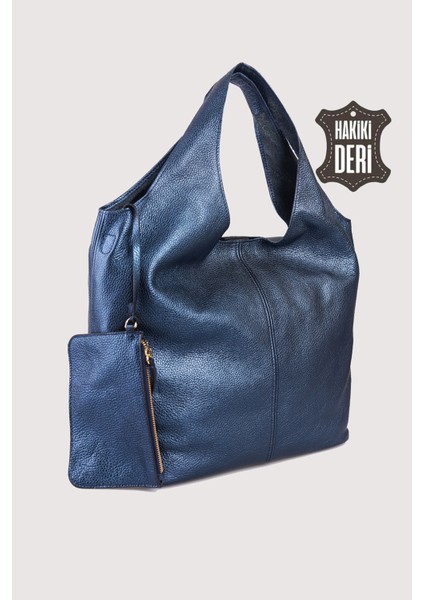 Hakiki Deri Kadın Omuz Çantası Lacivert SMR9199 indirimleri