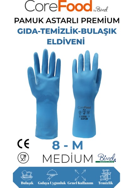 Fl3 Pamuk Astarlı Premium Gıda-Temizlik-Bulaşık Eldiveni M - 1 Çift