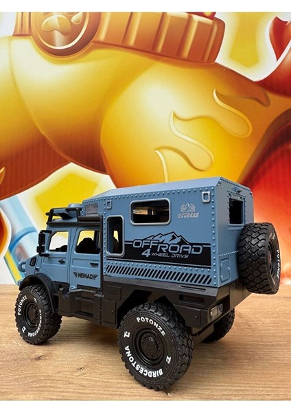Lüks Sürtmeli Sesli Işıklı Müzikli Off Road Aracı Arazi Aracı Lüks Oyuncak Karavan 18CM modelleri