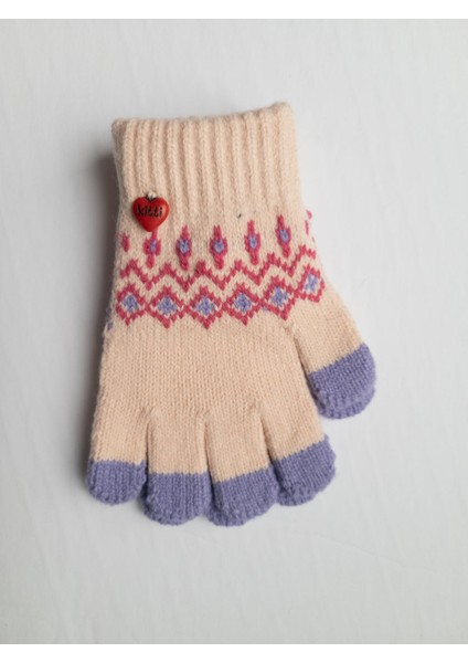 Kız Çocuk Anaokulu Örme Eldiven 3-7 Yaş