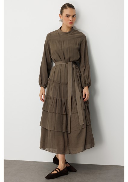 Kat Pileli Maksi Haki Elbise indirimleri