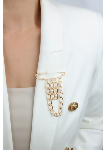 Çengelli Iğne Inci Detay Yaka Broşu