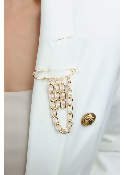 Çengelli Iğne Inci Detay Yaka Broşu modelleri