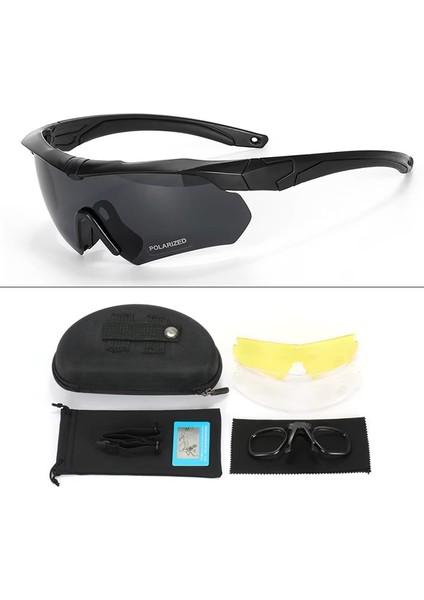 Polarize Gözlük 3 Lens Seti Tırmanma Gözlük Açık Spor Rüzgar Geçirmez Toz Geçirmez Güvenlik Koruyucu Gözlük Gözlük (Yurt Dışından)