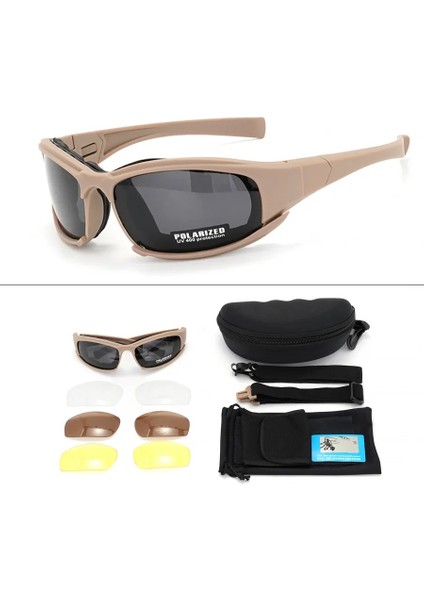 4 Lens Taktik Gözlük-Polarize Rüzgar Geçirmez ve Toz Geçirmez Güvenlik Gözlükleri Için Açık Spor (Tırmanma, Bisiklet, Balıkçılık) (Yurt Dışından)