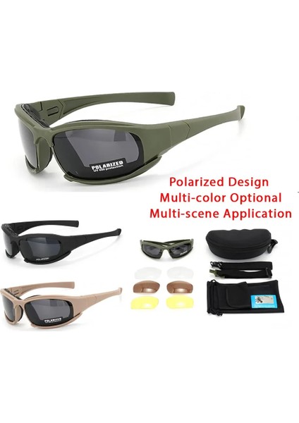 4 Lens Taktik Gözlük-Polarize Rüzgar Geçirmez ve Toz Geçirmez Güvenlik Gözlükleri Için Açık Spor (Tırmanma, Bisiklet, Balıkçılık) (Yurt Dışından) modelleri