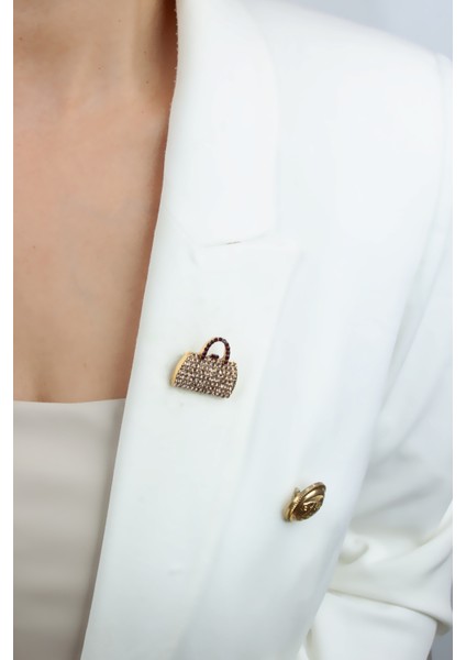 Zirkon Taşlı Çanta Şeklinde Broş fiyatları