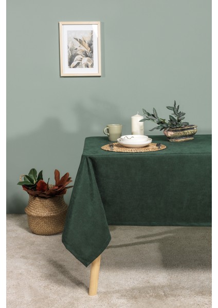 Soft Kadife Masa Örtüsü Dikdörtgen (150X220 Cm) Yeşil