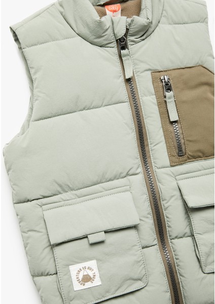 Dik Yaka Kolsuz Fermuarlı Cep Detaylı Şişme Yelek modelleri