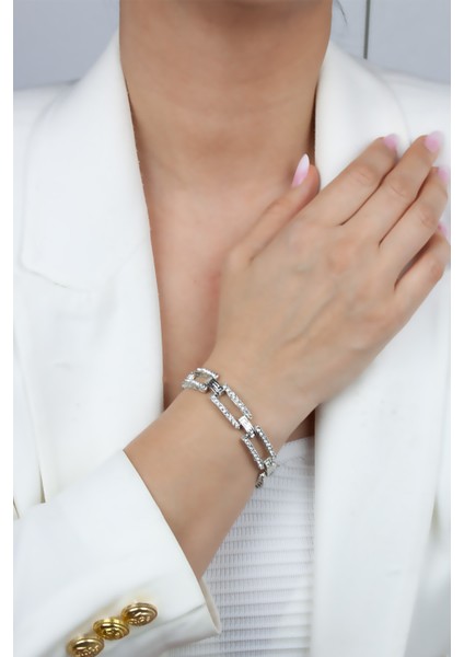 Zirkon Taşlı Gümüş Renk Bileklik modelleri