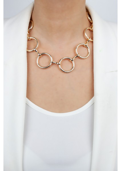 Halka Tasarım Gold Renk Kolye