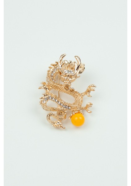 Ejdarha Figür Gold Yaka Broşu