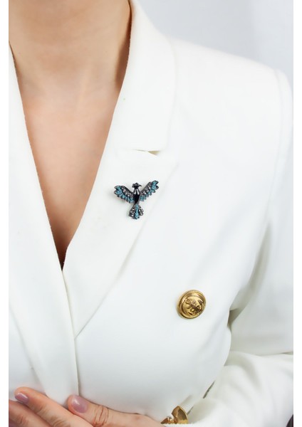 Zirkon Taşlı Anka Figür Broş