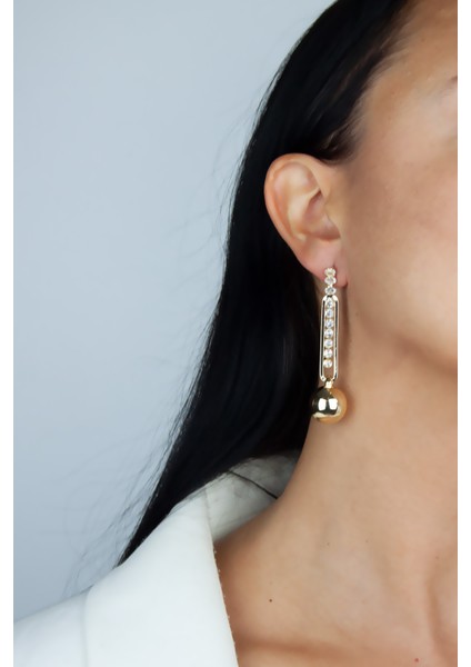 Küre Sallantılı Zirkon Taşlı Küpe