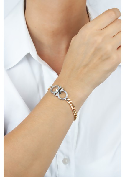 Zirkon Taşlı Gold Bileklik