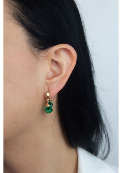 Küp Kristal Gold Küpe