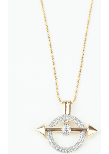 Zirkon Taşlı Çelik Gold Kolye modelleri