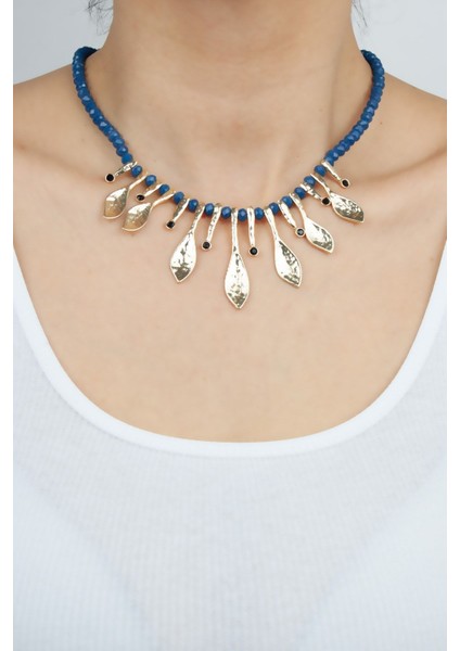 Bronz Detay Kristal Gerdanlık