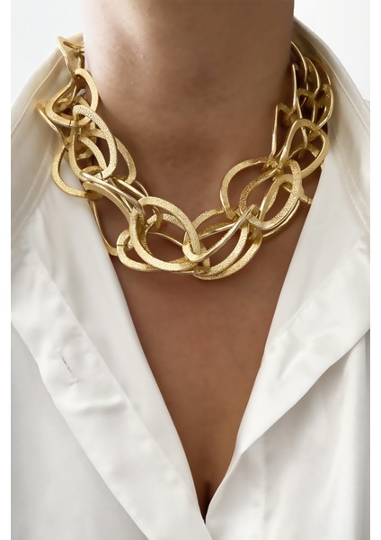 Kalın Zincir Choker Kolye