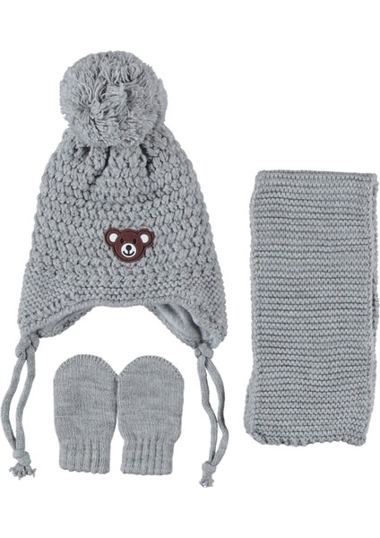 Erkek Bebek Bere Bandana Eldiven 3’lü Takım