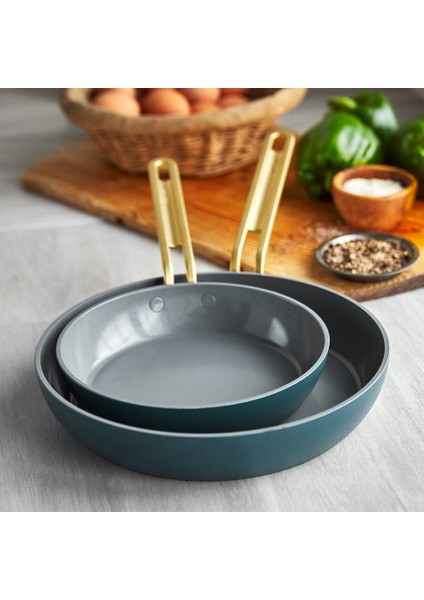 Stanley Tucci™ Kızartma Tavası 2'li 20 cm + 26 cm Venedik Mavisi