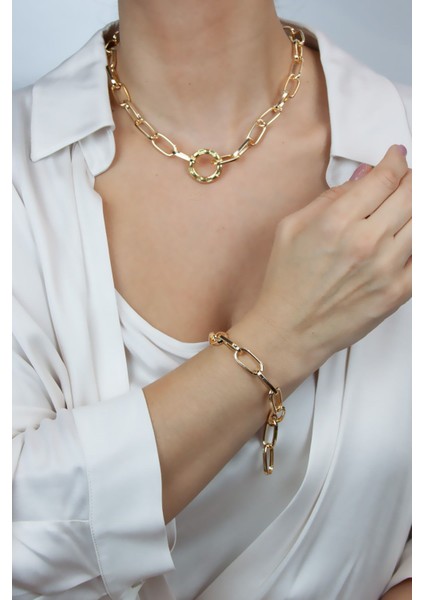 Geometrik Zincir Kolye Bileklik Set