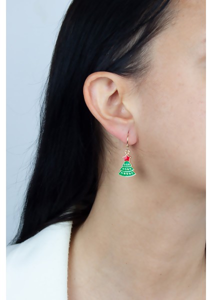 Çam Ağacı Yılbaşı Temalı Küpe