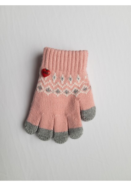 Kız Çocuk Anaokulu Örme Eldiven 3-7 Yaş