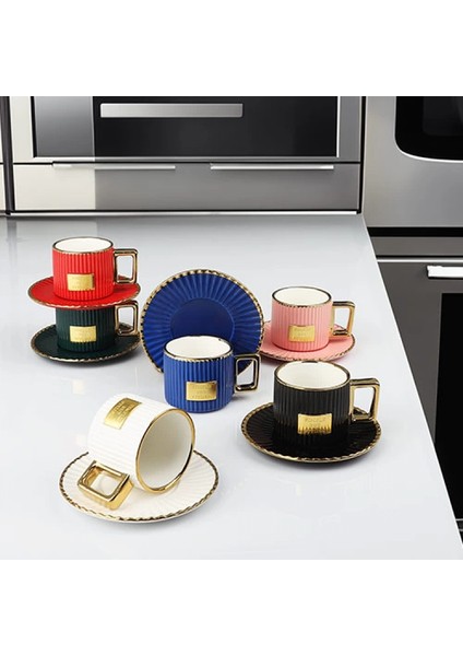 Odr-01 Renkli Porselen Kahve Seti 6'lı