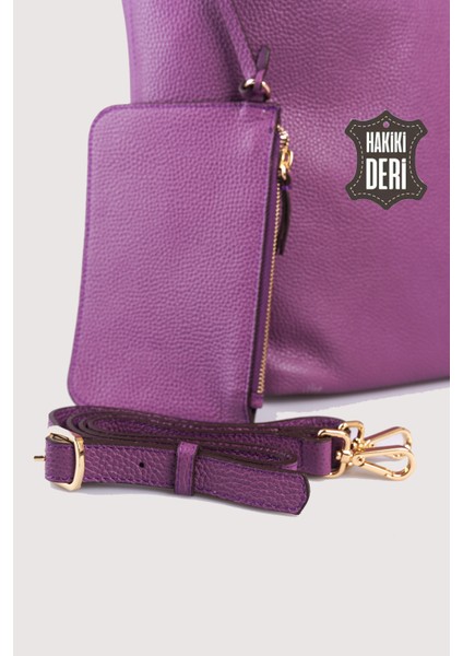 Hakiki Deri Kadın Omuz Çantası Mürdüm SMR9199 modelleri