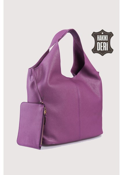 Hakiki Deri Kadın Omuz Çantası Mürdüm SMR9199 indirimleri