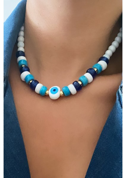 Cam Boncuk ve Doğal Taş Kolye