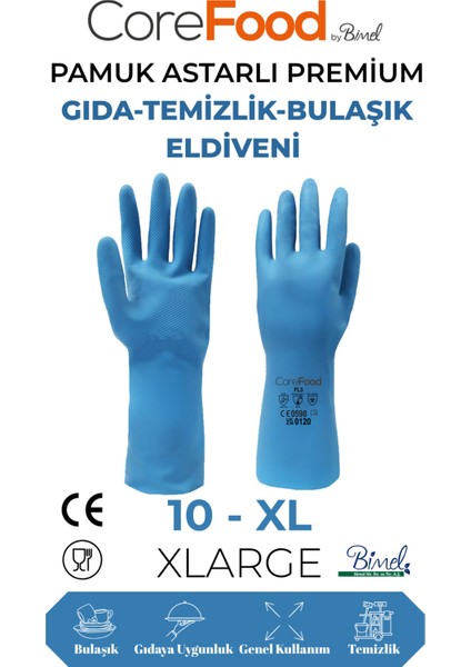 Fl3 Pamuk Astarlı Premium Gıda-Temizlik-Bulaşık Eldiveni Xl - 1 Çift