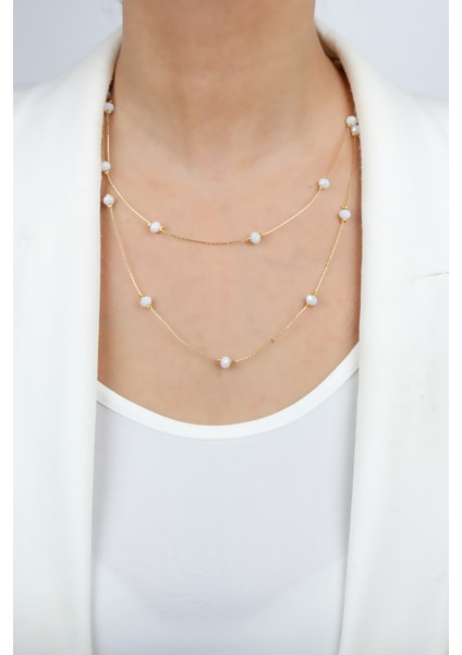 Çift Sıralı Gold Kolye