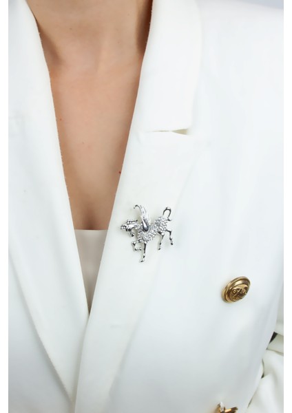 Zirkon Taşlı Unicorn Figür Broş