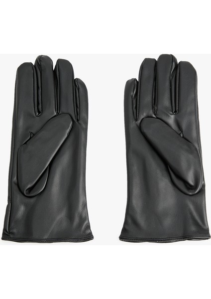 Fermuar Detaylı Suni Deri Eldiven