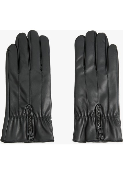 Fermuar Detaylı Suni Deri Eldiven fiyatları