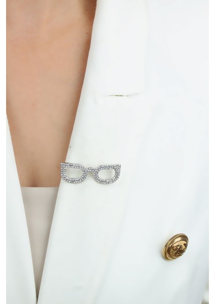 Zirkon Taşlı Gözlük Şeklinde Broş modelleri