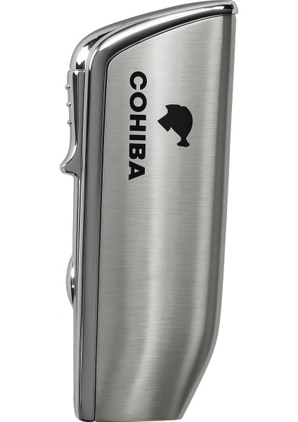 Gümüş 3 Alevli Jet Çakmak – Şık Metal Gövde - Premium Puro Çakmağı