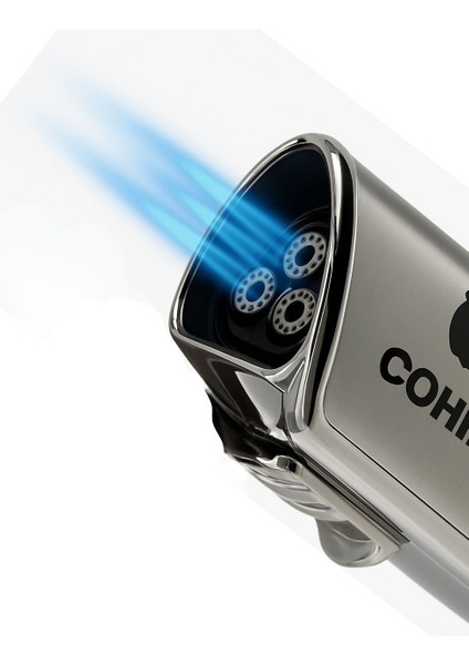 Gümüş 3 Alevli Jet Çakmak – Şık Metal Gövde - Premium Puro Çakmağı fiyatları