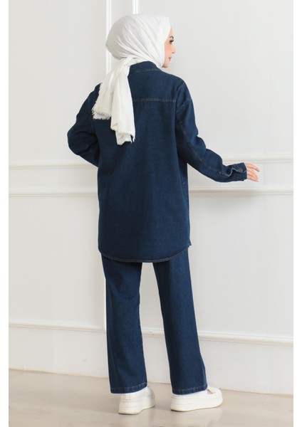 Cepli Taş Detaylı Kot Takım Koyu Mavi 19207 fırsatları