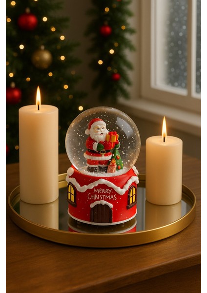 Müzikli Pilli Noel Babalı Sulu Kar Küresi