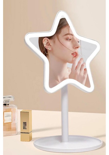 Yıldız Şeklinde Ledli Masa Üstü Makyaj Aynası